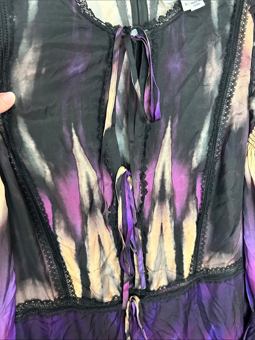 Marchesa Rosa Abstract Viscose Silk Blend Maxi Dress Sz 10 Victorian Renaissance - Picture 5 of 8